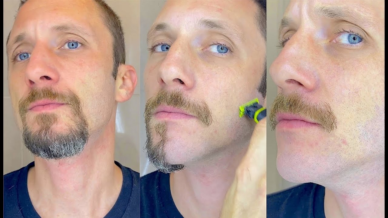 Goatee or Mustache with OneBlade In Action Again Shaving Trimming Beard 4k