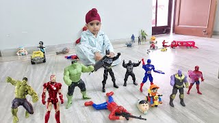 gadi wala cartoon | toy helicopter ka video | spiderman, car,helicopter,tractor,bus,train #18