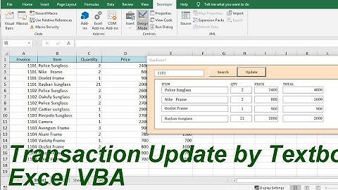 Transaction Update By Textbox Excel VBA