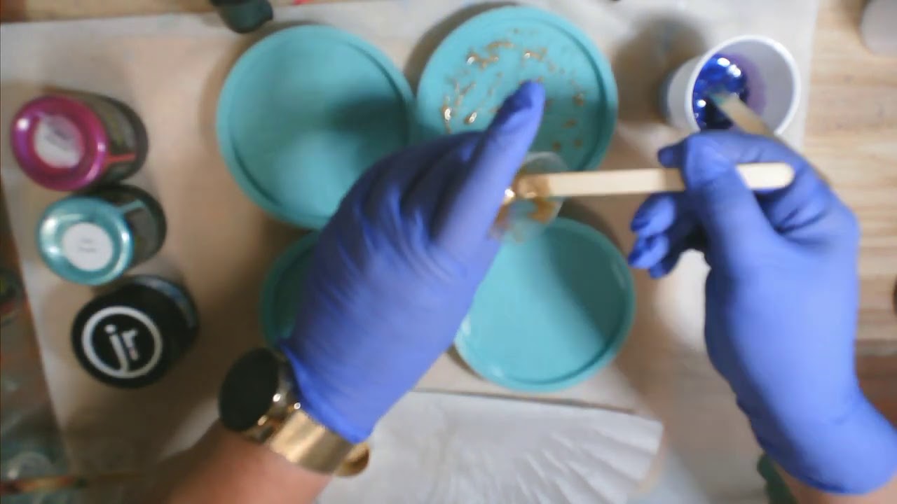 Etched Resin Coasters Whimsical Designs/Using Mica Powder & Acrylic