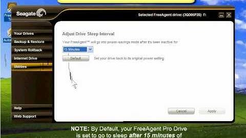 FreeAgent Pro Tools Utilities - Adjust Drive Sleep Interval