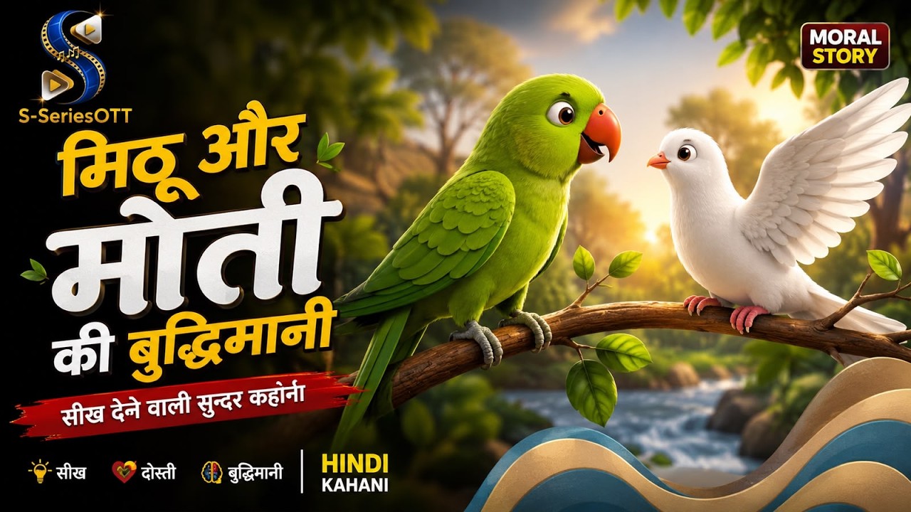 मिठू और मोती की बुद्धिमानी 🦜🕊️ | बच्चों के लिए सीख देने वाली कहानी | Moral Story in Hindi