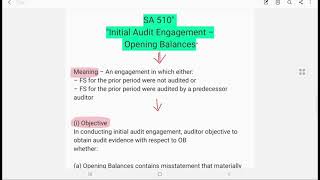 SA 510- Initial audit engagement-opening balance | Revision series | CA AUDITING inter and final
