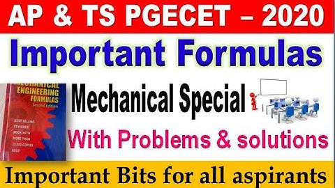 Important Formulas For PGECET 2020 Mechanical  Special for all aspirants by SRINIVASMech