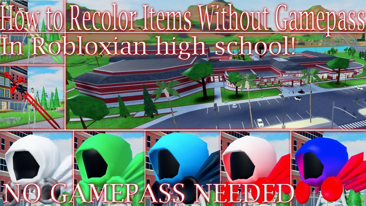 How To Change Color Of Items In Robloxian High School Without Game Pass Youtube - roblox black color id