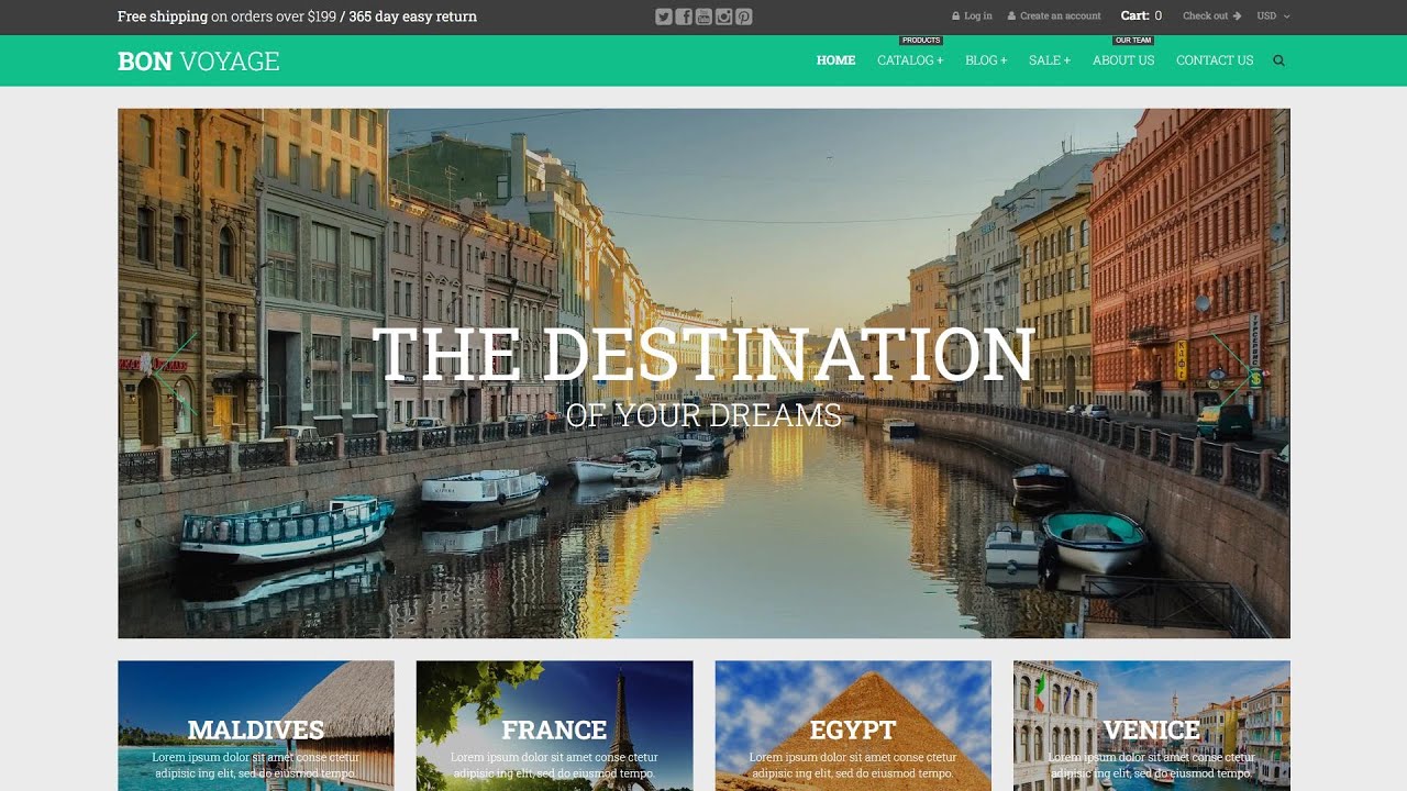 Bon Voyage Travel Shopify Theme by ZEMEZ Website Template - 53571