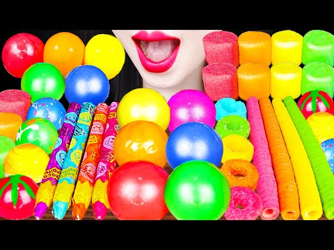 ASMR RAINBOW <strong>BONBON</strong>, EDIBLE CRAYON, JELLY GUMMY 봉봉, 먹는 색연필 먹방 MUKBANG