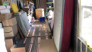PEX tubing in the shipping container floor.  Getting setup for hydronic radiant floor heating.