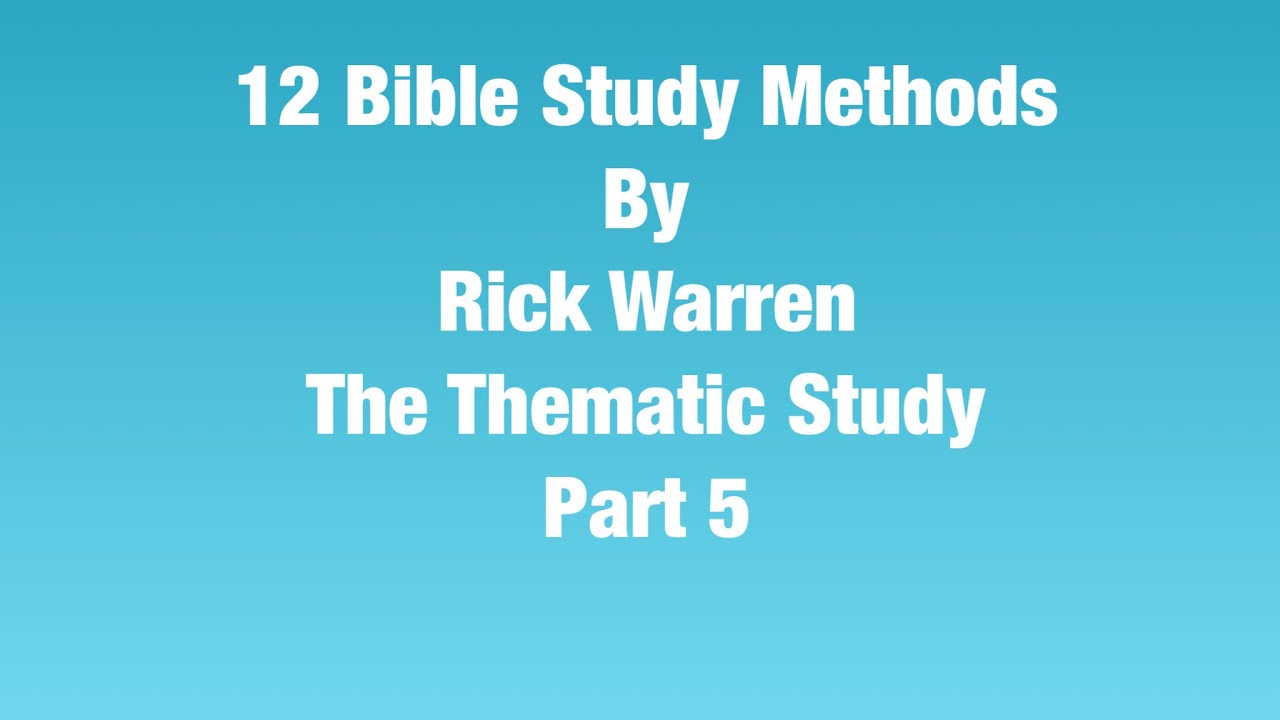 The Thematic Study part 5 - YouTube
