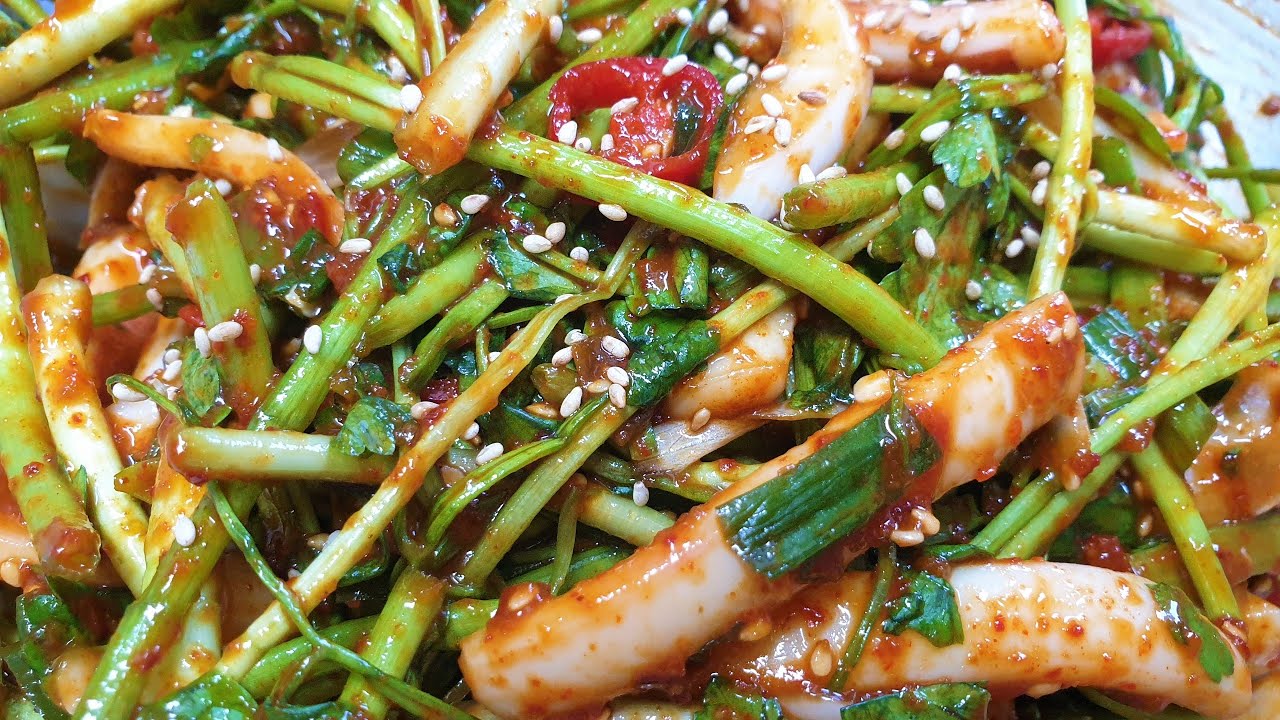 미나리 오징어 초무침