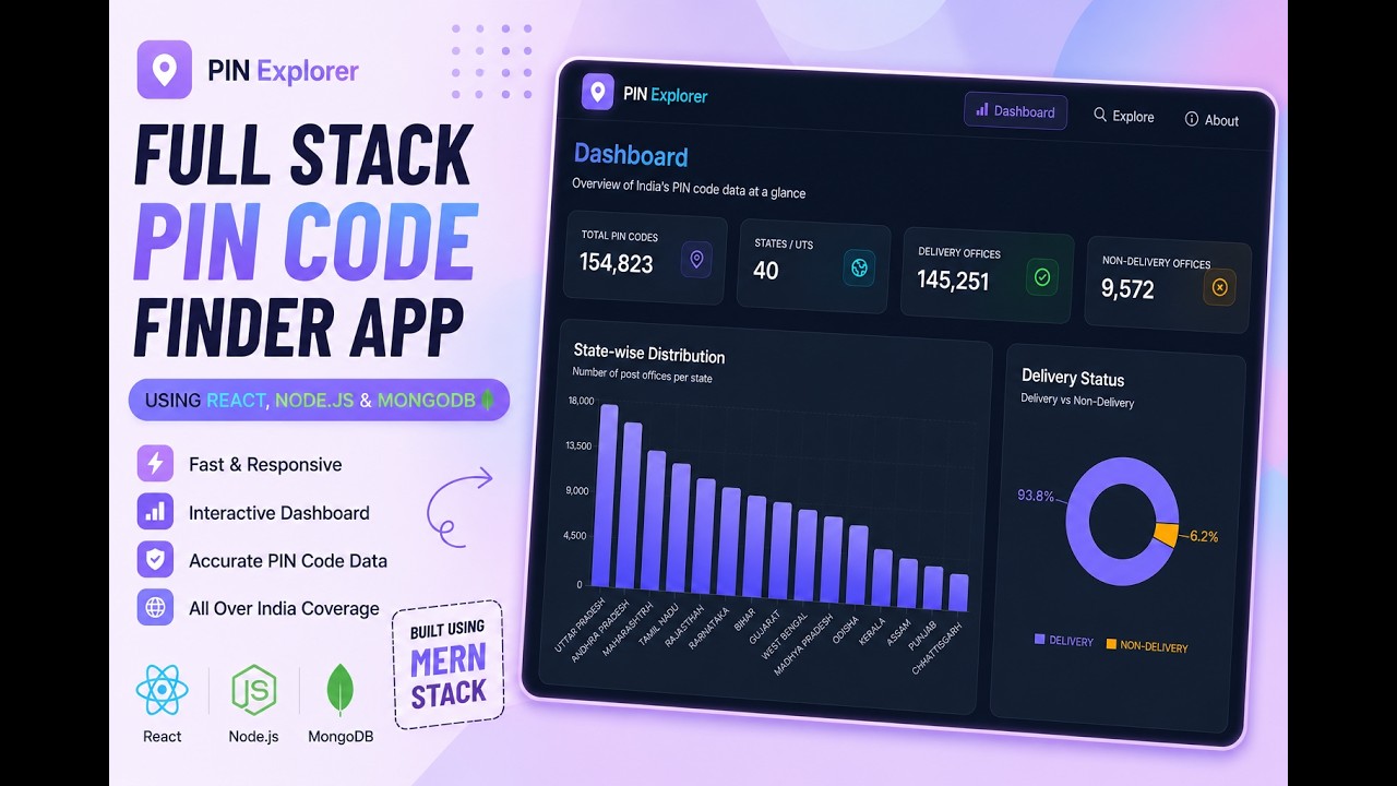 🚀 Build a Full Stack PIN Code Finder App (React + Node + MongoDB) - YouTube