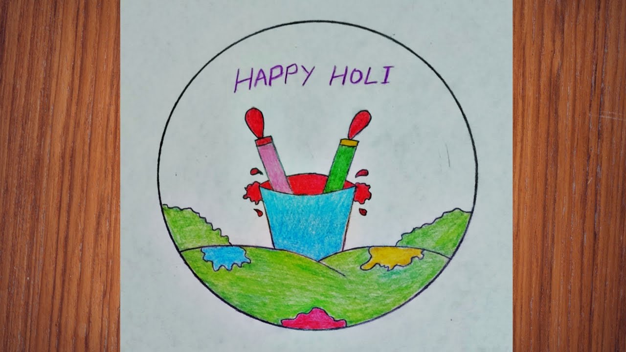 Happy holi easy drawing  | happy Holi circle drawing | step by step 