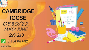 0580/22/M/J/20 | Worked Solutions | IGCSE Math Paper 2020 (EXTENDED) #0580/22/MAY/JUNE/2020 #0580