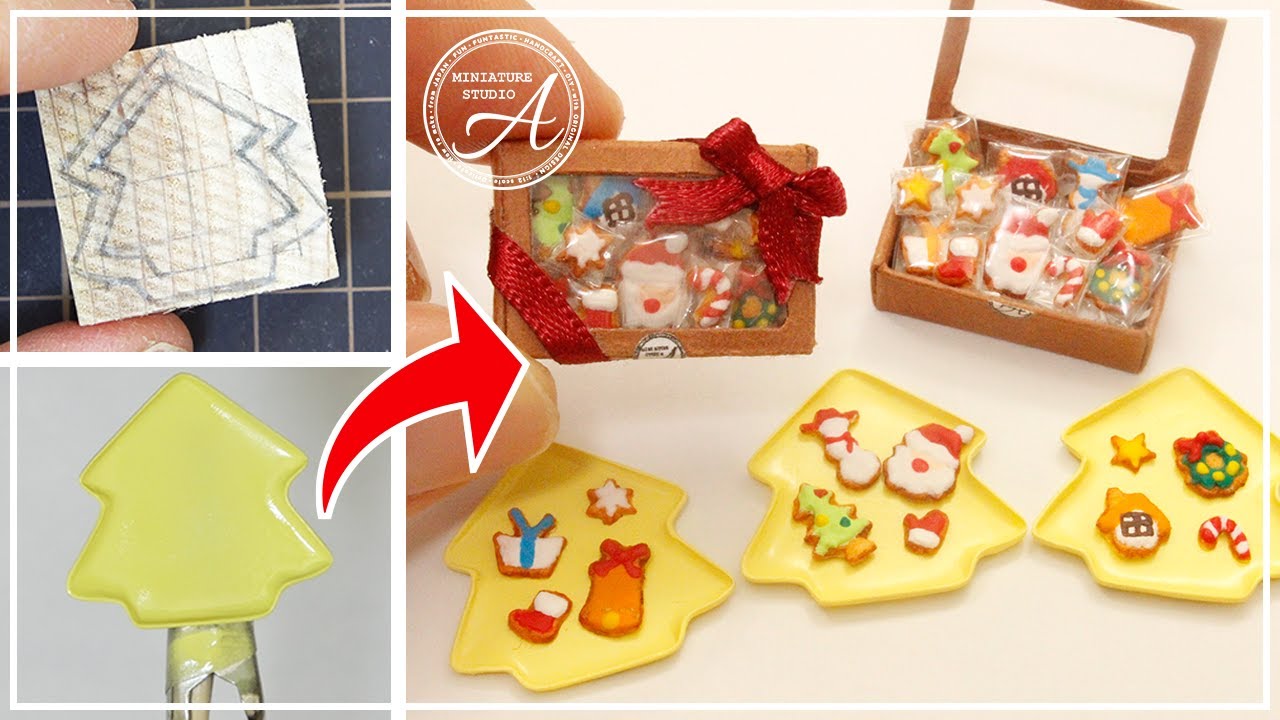ミニチュアフード ドールハウス 作り方 樹脂粘土フェイクスイーツ フード初心者 クリスマス アイシングクッキー 2 クッキー Youtube