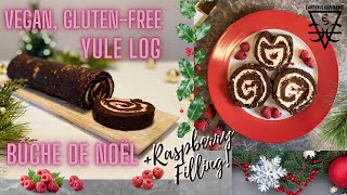 نبات Yule Log مع زبدة الكاجو وزبدة الكاكاو ومربى التوت ، خالي من الغلوتين Bûche de Nöel