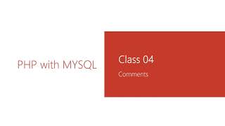 PHP Class 04 - Comments