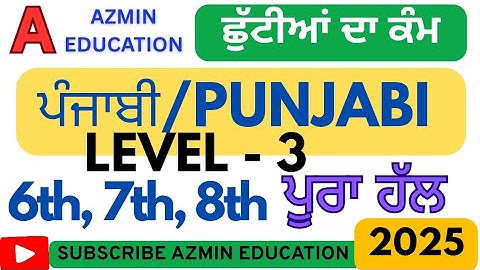 PSEB 6th, 7th, 8th Class Mission samrath Punjabi Holiday Homework Level 3 fully solved #pseb