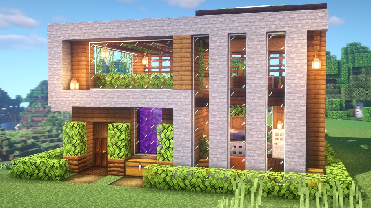 Minecraft: Casa Perfecta para Survival  Tutorial Casa Minecraft de Madera  Grande 
