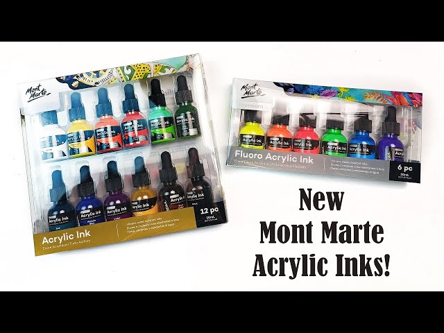 Mont Marte Acrylic Ink Premium 6pc x 20ml (0.7 US fl.oz), Acrylic Inks for  Artists, Fluoro Colors, Ideal for Air Brush, Pouring Art, Scrapbooking, Ink