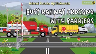 Animasi Perlintasan Kereta Api, Train Animation Crossing with Barrier, Animasi Indonesia