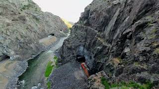 FPV Drone Chase | Train Through Wind River Canyon Tunnels – Wyoming 4K Cinematic