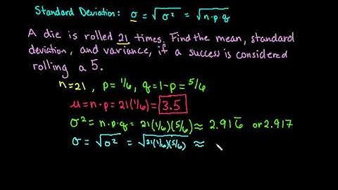 Mean, Variance, and Standard Deviation of a Binomial Distribution