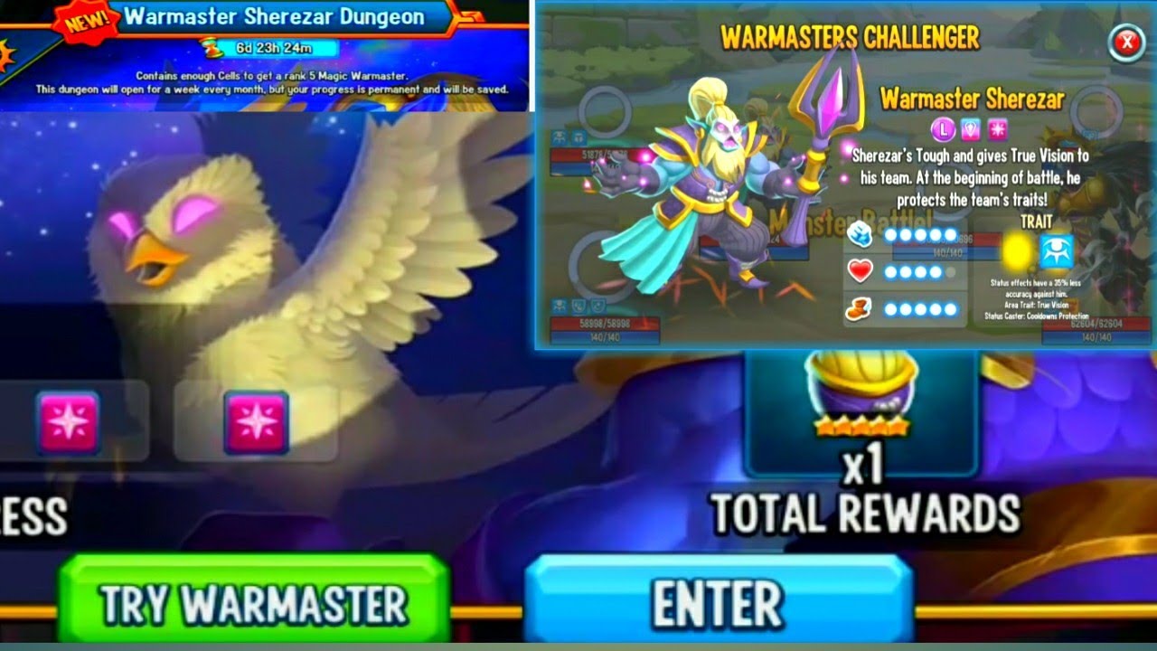 MONSTER LEGENDS : HEROIC DUNGEON | WARMASTER SHEREZAR DUNGEON | FIGHT AND TRY WARMASTER |