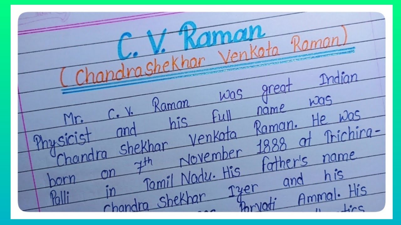 cv raman essay 150 words