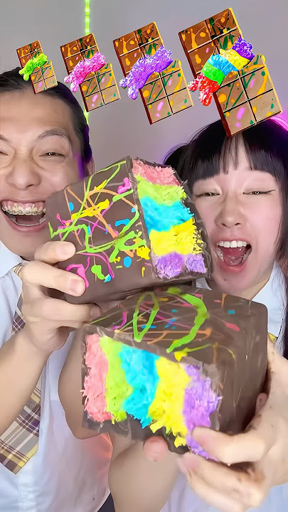 Rainbow Dubai Chocolate Bar Challenge ASMR 🥵 #asmr #mukbang