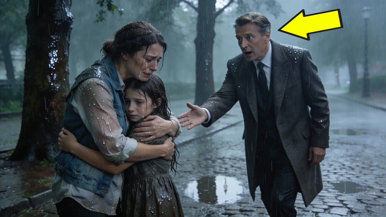 Verzweifelte Mutter im Regen mit Tochter – die unerwartete Hilfe eines Millionärs