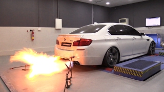 785HP BMW M5 F10 Akrapovic PP Performance - Dyno Run + INSANE FLAMES!
