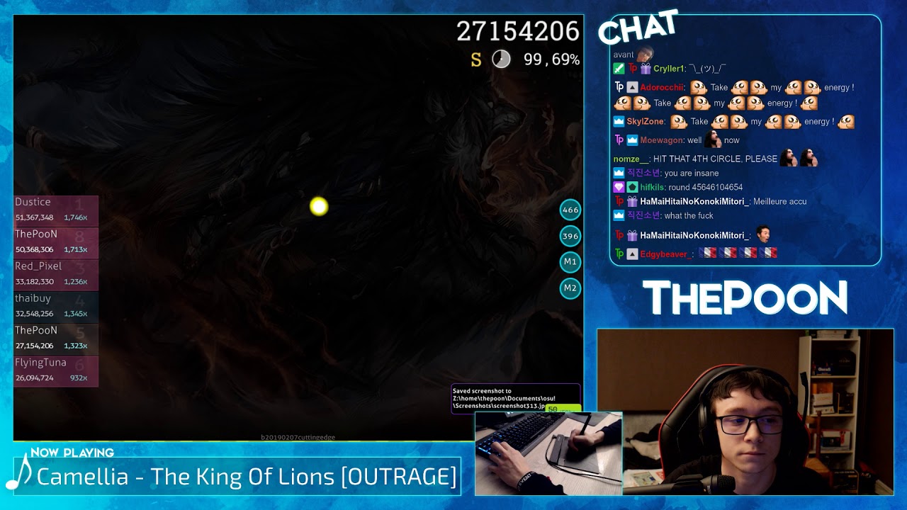 [Live] ThePooN | Camellia - The King Of Lions [OUTRAGE] 98.81% {#1 514pp 4xSB} - osu! umbrella lyrics