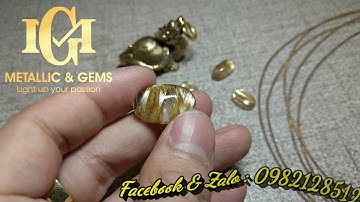 Viên thạch anh tóc vàng bã mía đồng trục ánh titan siêu mạnh VIP size 20mm