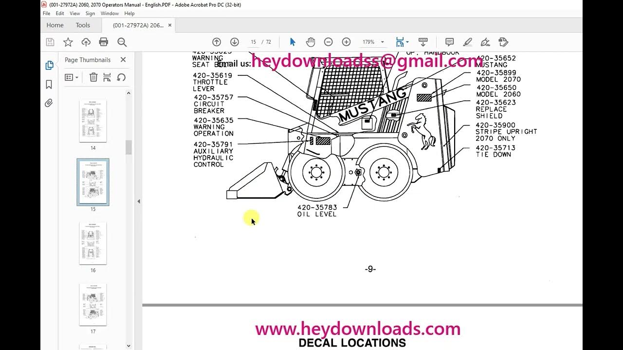 Mustang 2060 2070 Skid Steer Loader Operator’s Manual 001 27972 YouTube