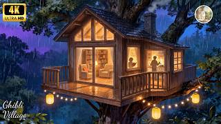 Living in a Rainy Treehouse: Listening to Rain & Cozy Cooking | Ghibli-Style ASMR