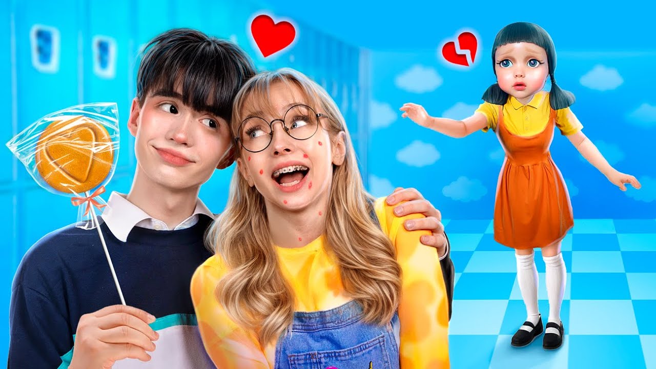 Proměna ze šprtky na obří Squid Game Panenku! Young-hee a Chul-su! Jak se stát SGP!