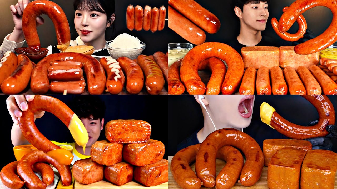 Sausage, kielbasa and spam Mukbang compilation 🌭 Big, juicy bites ASMR