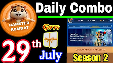 Hamster Kombat GameDev Heroes 🎮| 29 July Daily Combo 🧩 Season 2