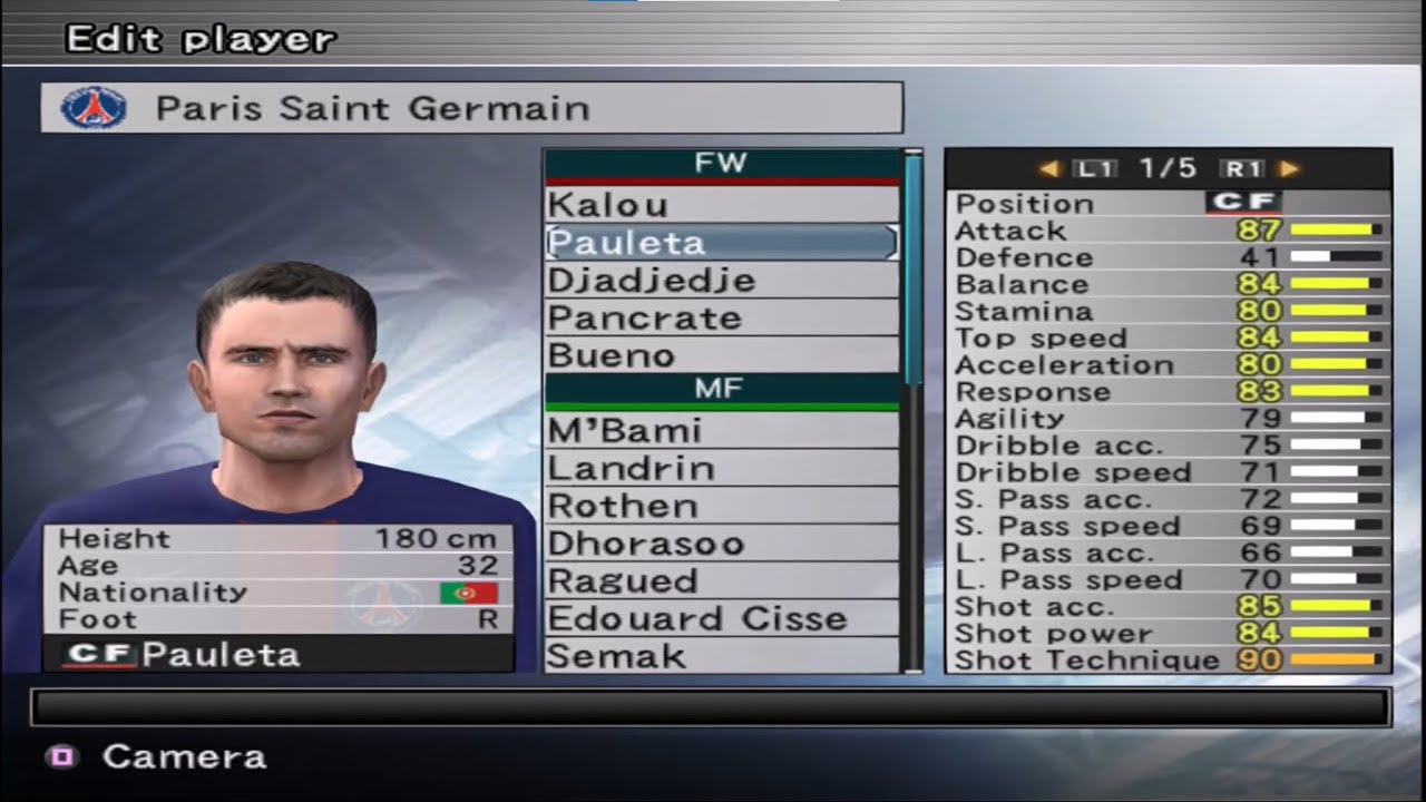 PES 5  PSG  Stats  PS2  YouTube