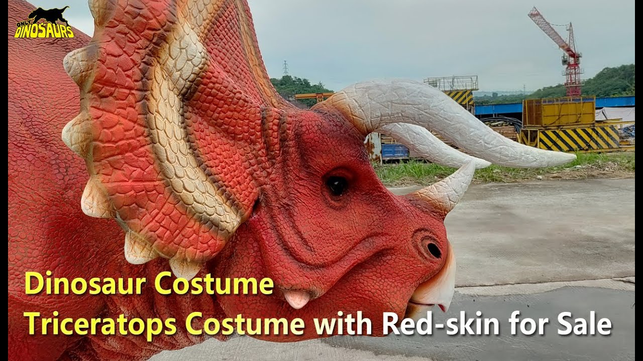 Double-person Triceratops Dinosaur Costume With Red Skin