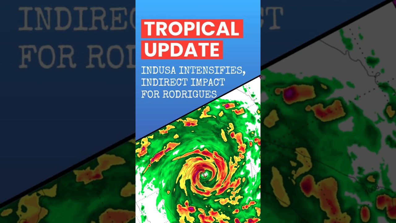 Indusa Intensifying as it Passes Rodrigues, Indirect Impacts Expected! #weather #cyclone