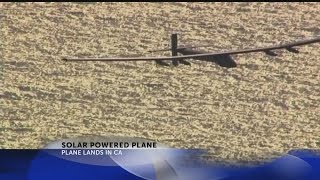 Solar-powered plane finishes flight over Pacific