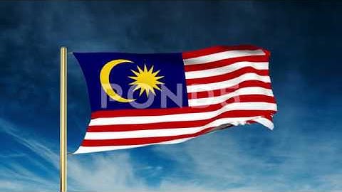 Malaysia Flag Slider Style. Waving In The Wind With Cloud Background Animation
