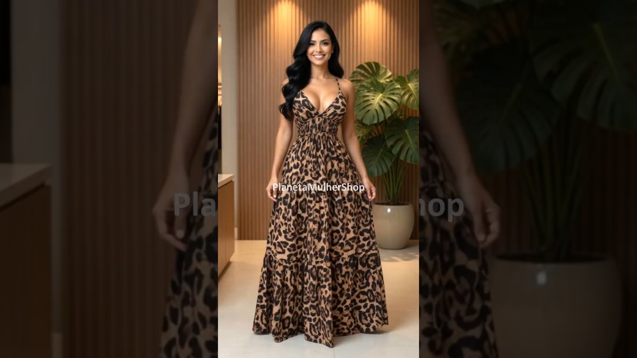 Vestido Longo Detalhe nas Costas Frente Única Amarração 2 elásticos  Elegante Estampado viscose