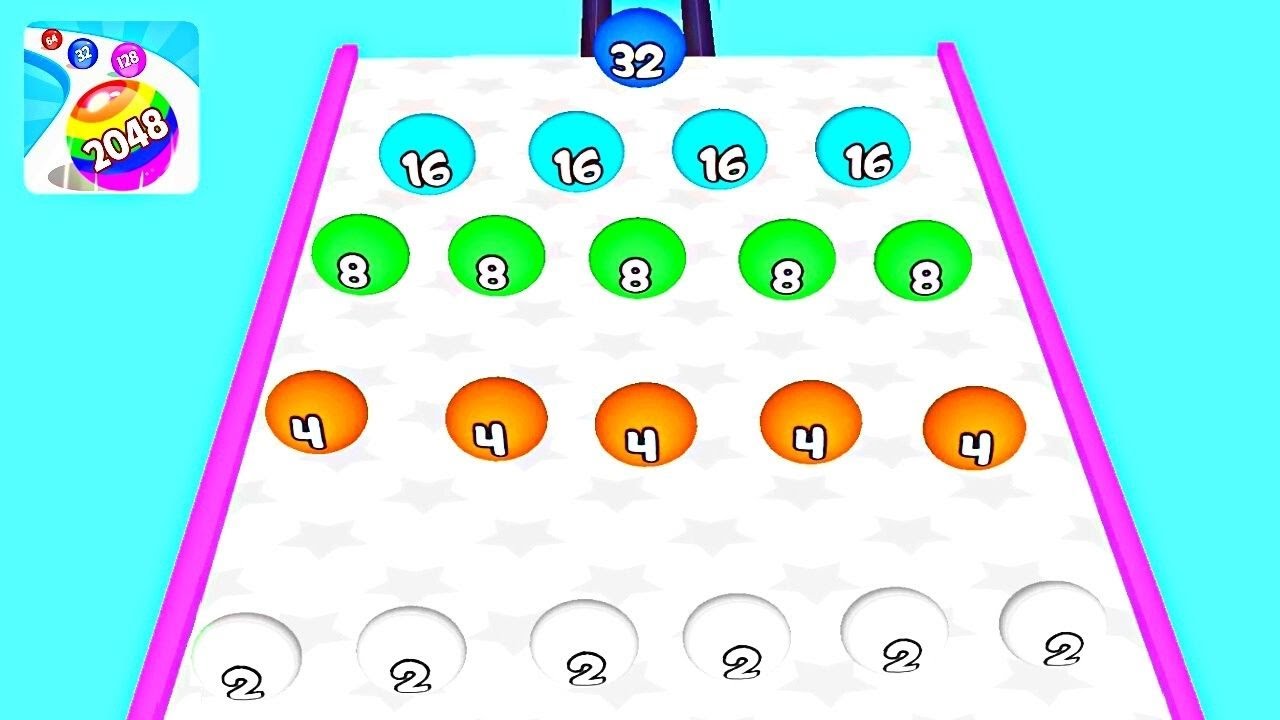 Ball Game Fun Race Run 2048 3D ! All Levels Gameplay (1-6) android,ios