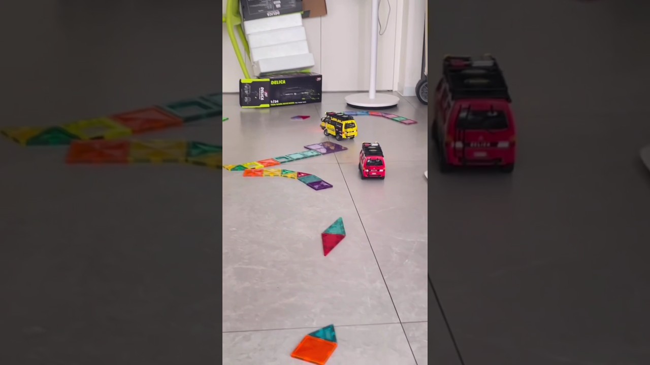 Chase on a Magnetic Tile Racetrack! 🚓💨 