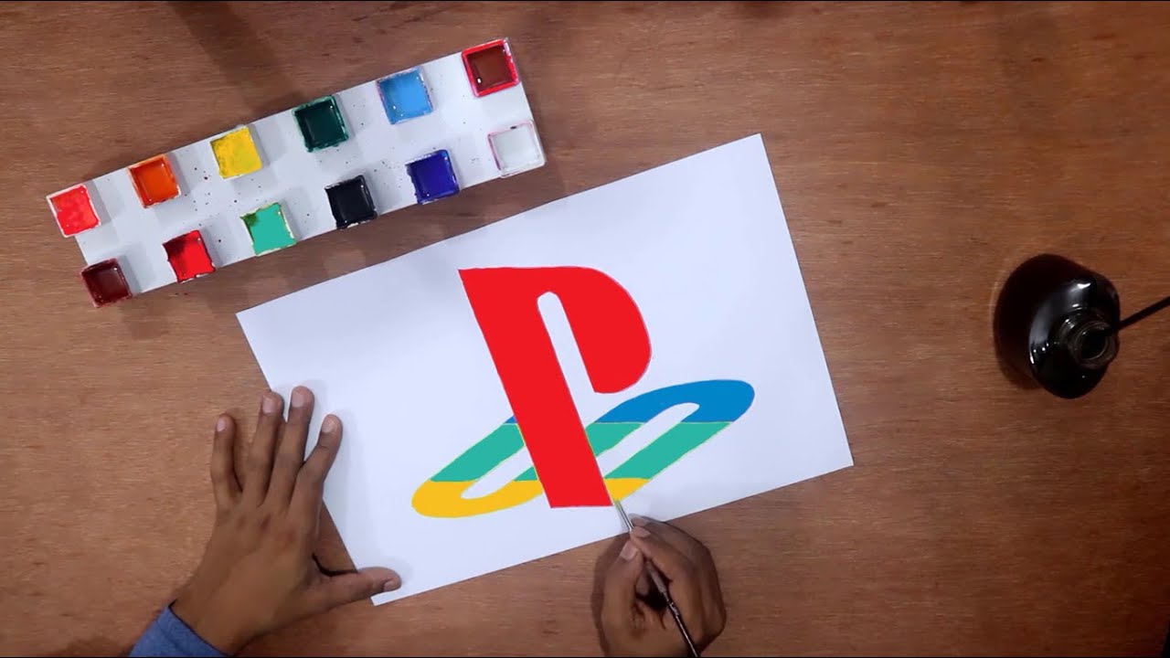 How to draw the PlayStation logo - YouTube