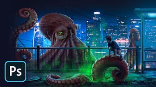 Octopus Photo Manipulation Speed Art | Photoshop Tutorial