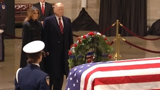 Trump, first lady pay respects to former President George H.W. Bush