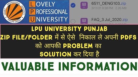 zip file problem solution Lpu university Punjab
